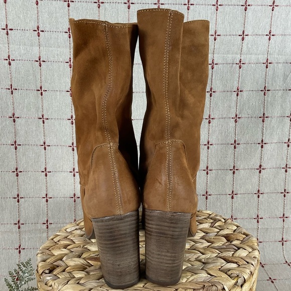 Free People “Dakota” Premium Suede Slouch Mid Calf Heeled Boots 40 US 10 Booties - Picture 5 of 11